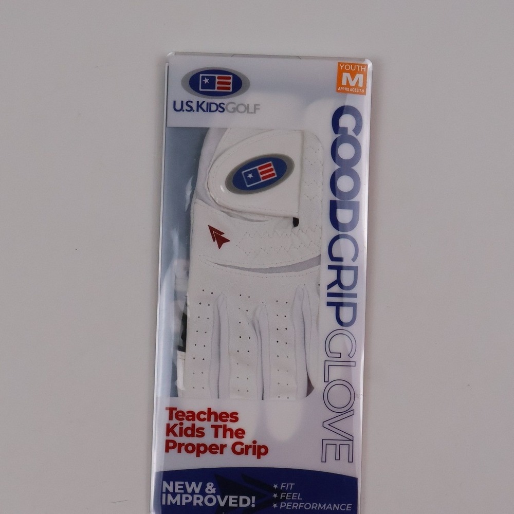 U.S. Kids Golf GoodGrip Glove White Leather Youth Medium RH Golfer NWT